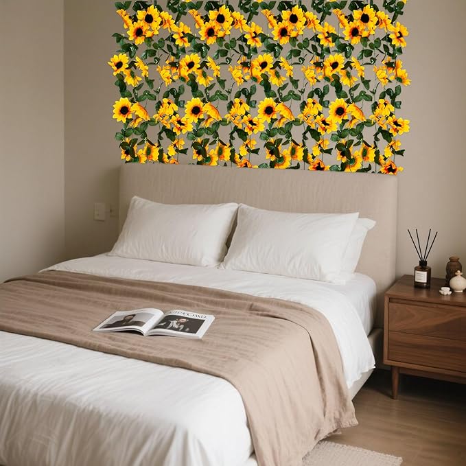 8Pcs 63Ft Sunflower Garland, Fake Hanging Flowers, Sunflower Artificial Flower - Image 4