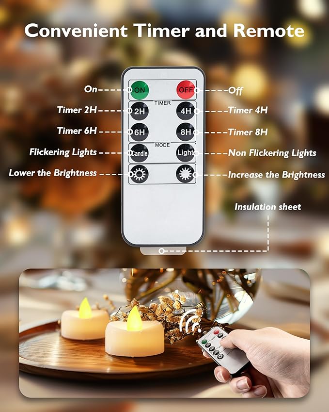Remote Candles, 400+Hours Remote Control LED Tea Lights Votive Candle - Image 3