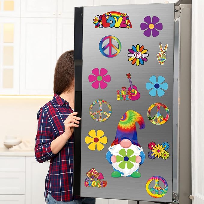25 Pieces Car Magnet Decorations 60s Hippie Theme Party Magnetic Decals Fridge - Image 3