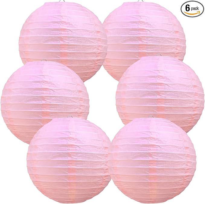BEISHIDA 6-Inch Pink Round Paper Lanterns Hanging Decorative Chinese Paper by Beishida