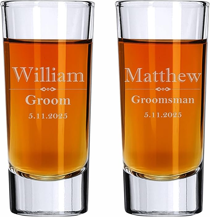 Custom Engraved Shot Glass – 2oz Tall Clear Glass – Personalized Gift by BlueRidgeMountainGifts
