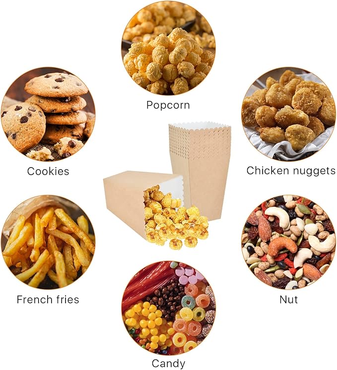 150 Pcs Popcorn Boxes, 22-27 Oz Mini Paper Popcorn Box, Oil-Proof Kraft Paper - Image 6