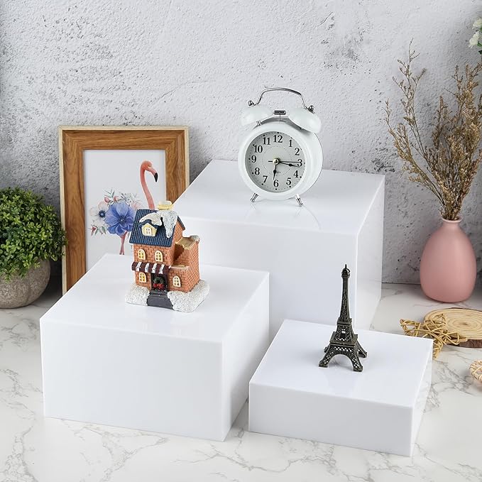 3Pcs White Buffet Risers Acrylic Boxes Display Food Risers - Image 6