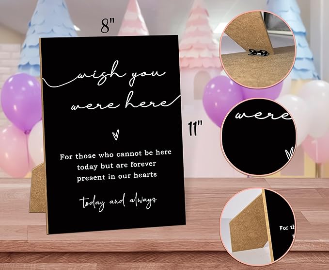 Wish You Were Here, Wedding Memorial Sign, 8x11 Black Minimalist Style Memorial - Image 2