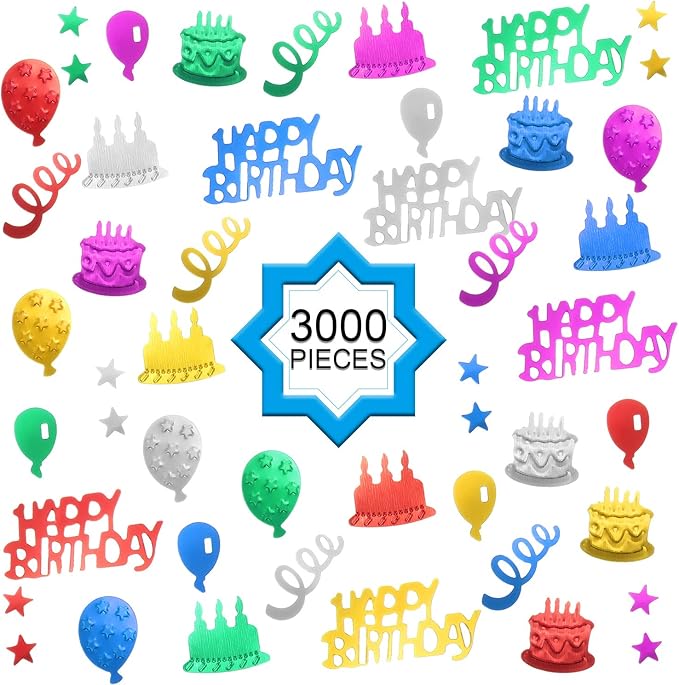 WILLBOND 3000 Pieces Happy Birthday Confetti Birthday Party Cake Confetti - Image 5