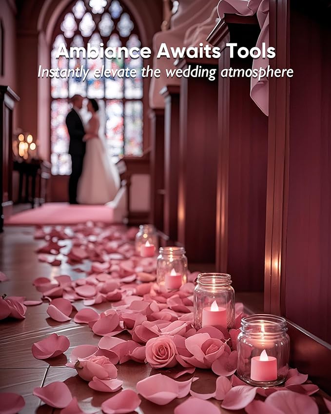 Amagic 24 Pack Pink LED Tea Lights, Flameless Votive Candles, Electric Fake - Image 6
