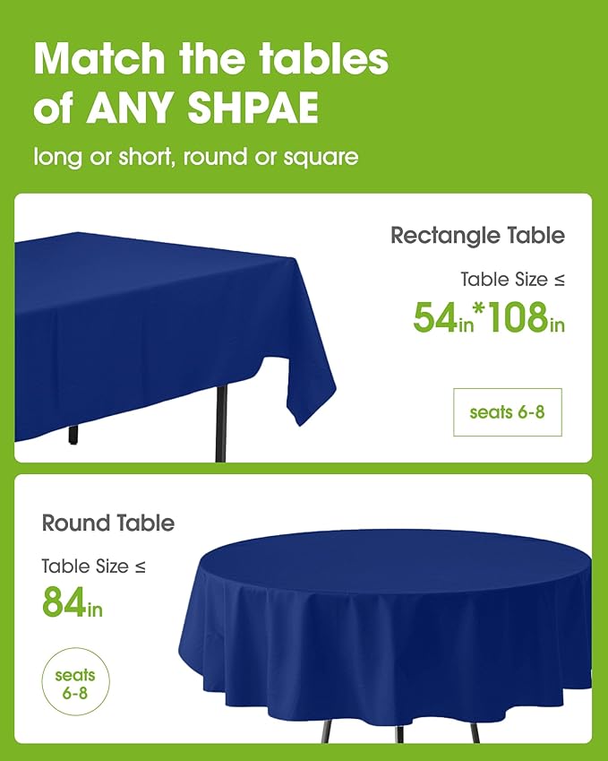 Pureegg Plastic Table Cloth Disposable 10 Pack, 54 x 108 Inch Table Cloths - Image 2