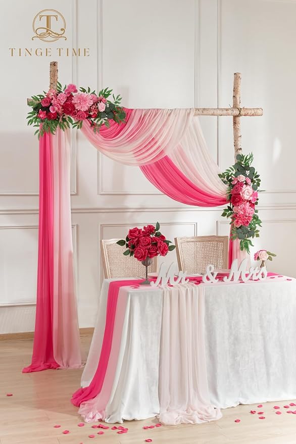 TINGE TIME 3 Panels Wedding Arch Draping Fabric, Wedding Arch Drapes - Image 4