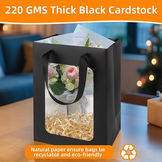 MOXARYSU 12 Pcs Black Gift Bags - Image 4