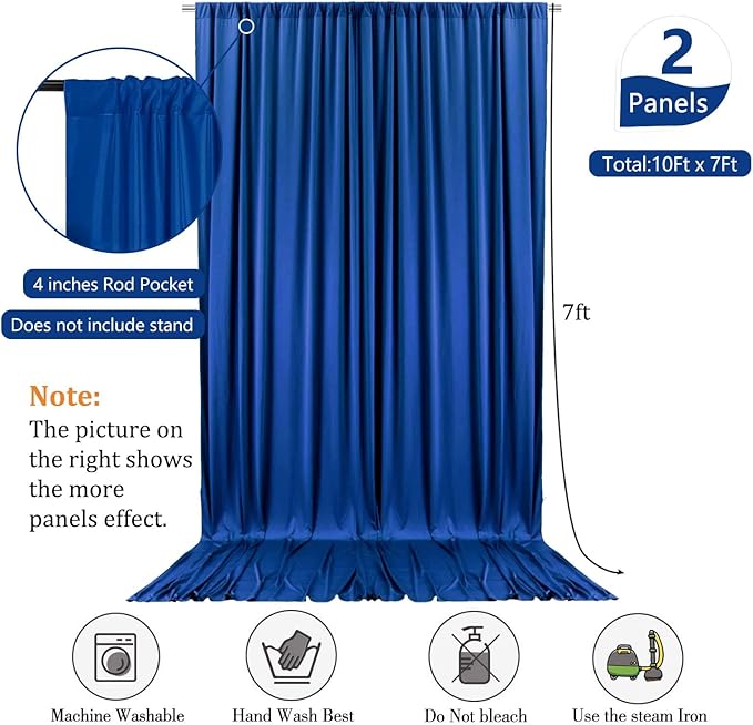 10 x 7 Feet Royal Blue Backdrop Curtain - Image 2