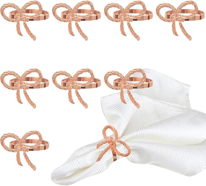 Pack of 12 Napkin Rings Alloy Hollow Out Flower Napkin Holder Dinning Table by BEAVOING