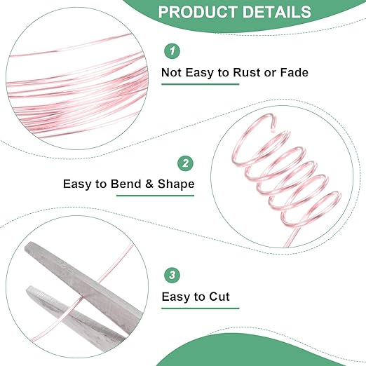 0.8 mm/20 Gauge Copper Wire for Jewelry Making, 7.5FT Copper Beading Craft Wire - Image 2