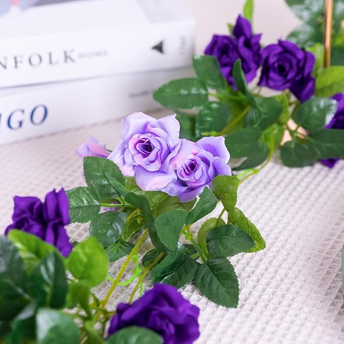 Kisflower 3Pack Artificial Rose Flower Garland, 23.7FT Fake Vines Silk Flowers - Image 6