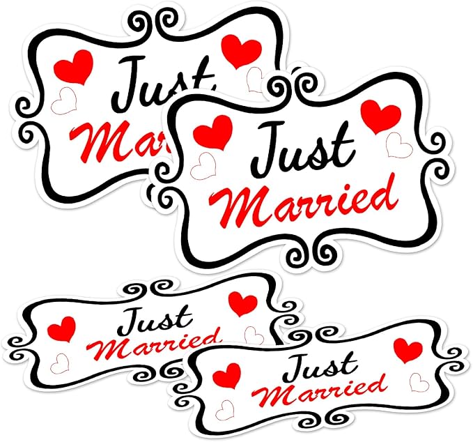 Just Married Car Magnet Set, Marry Me Magnetic Sign by Dakchor
