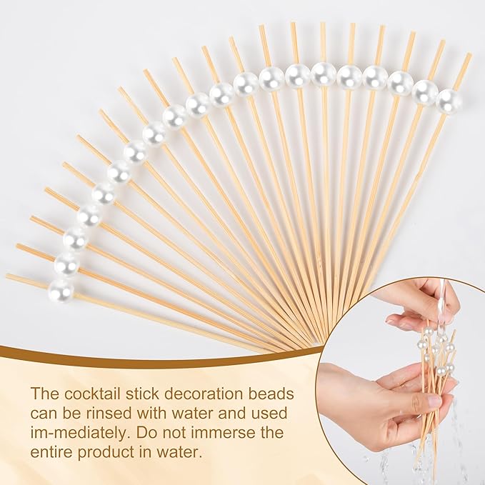 300Pcs Fancy Toothpicks for Appetizers, 4.7Inch White Pearl Cocktail Picks For - Image 7