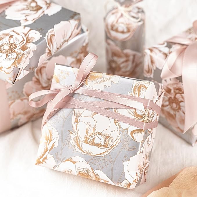 WRAPAHOLIC 30 Inch Jumbo Reversible Floral Wrapping Paper - Image 8