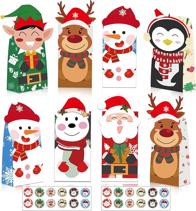 24PCS Christmas Treat Bags, Xmas Cookies Wrapping Gift by Tikitup