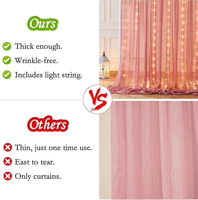 10ft x 7ft Dusty Rose Chiffon Backdrop Curtain - Image 5