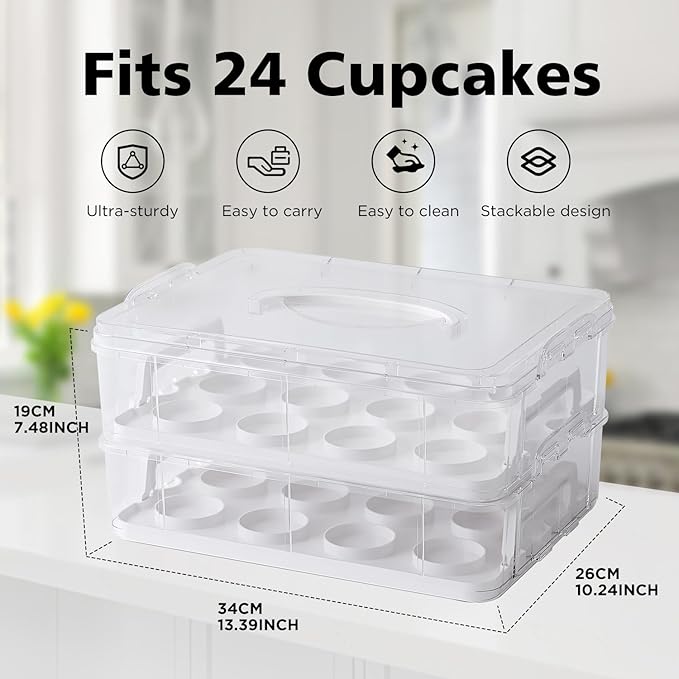 Two Tier Cupcake Carrier, Reusable Detachable Cupcake Box - Image 2