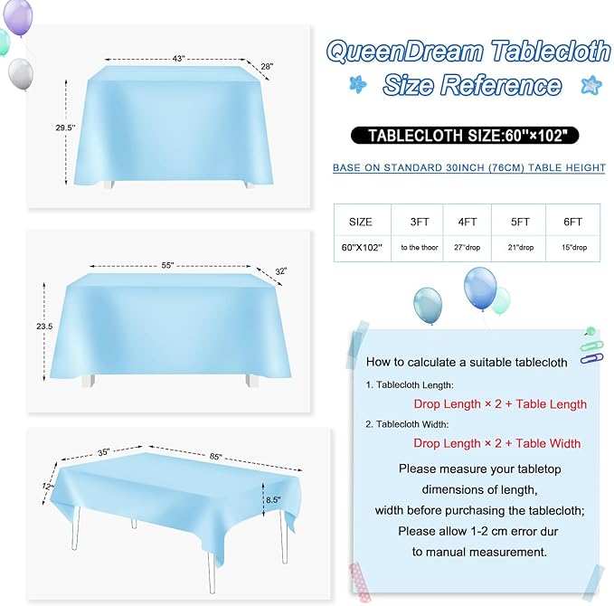 QueenDream Aqua Blue Tablecloth 60 x 102 Inch Sequin Tablecloth - Image 5