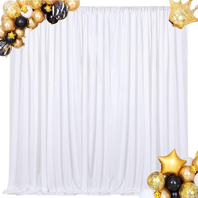 8ft x 8ft White Sequin Backdrop Curtain Sparkle Photo Backdrop - Image 8