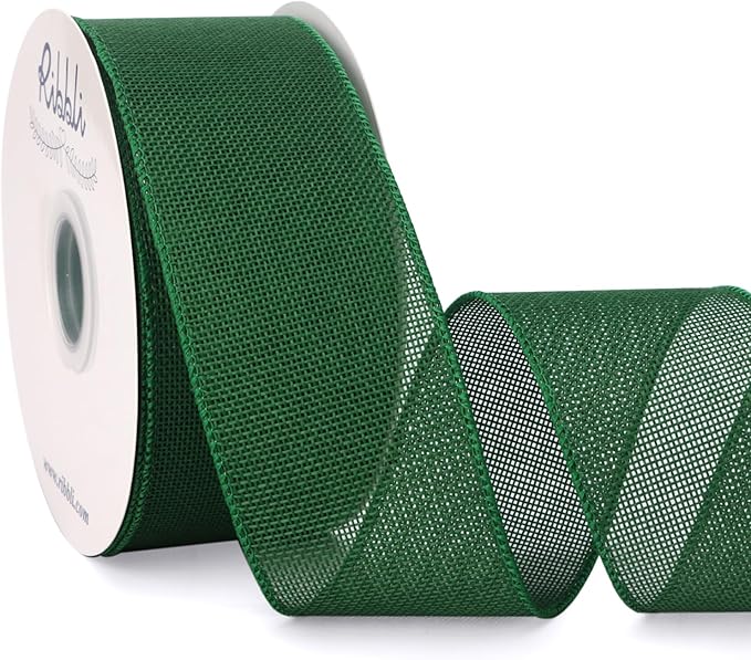 Ribbli Green Burlap Wired Ribbon, 2-1/2” Inch x Continuous 20 Yard, Big Bows by Ribbli