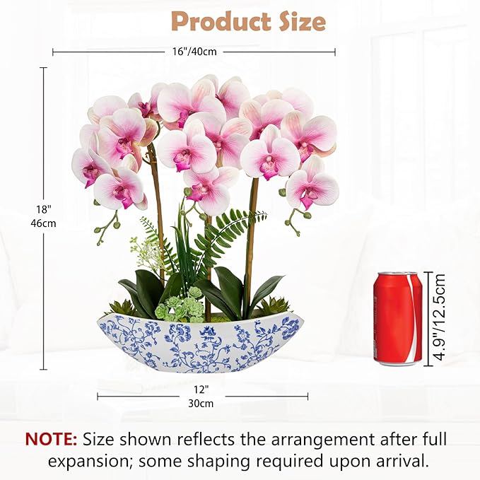 Briful Orchid Artificial Flowers 18in Pink Fake Orchid Silk Flowers - Image 2