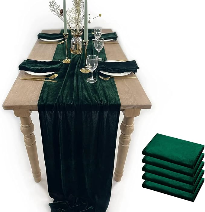 Luxurious Velvet Table Runner, 10ft Wedding Reception Decorations, 20x120inch by EHLDekol