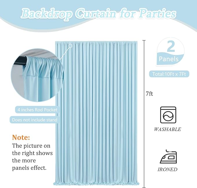 10 x 7 Feet Light Blue Backdrop Curtain - Image 2
