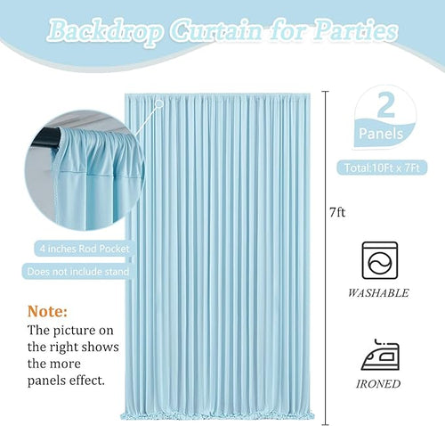 10 x 7 Feet Light Blue Backdrop Curtain - Image 2