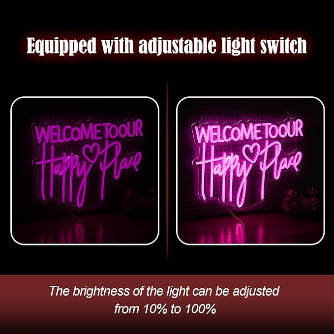Welcome To Our Happy Place Neon Sign LED Pink Our Happy Place Neon Light - Image 4