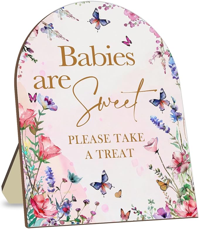 Sweet Babies Please Take A Treat Floral Butterfly Baby Shower Decoration Sign by CelebrateEveryMoment