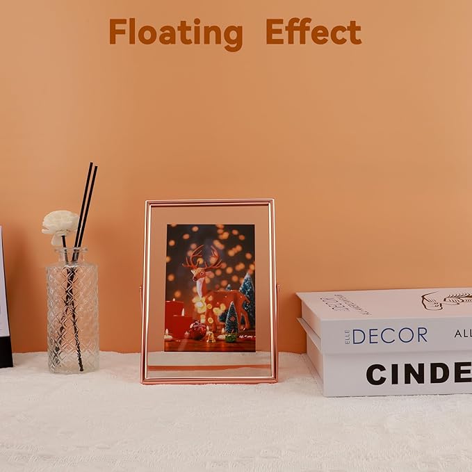 Rose Gold Floating Frame, For Picture 4x6, Tabletop Use, Classy Gift For - Image 4