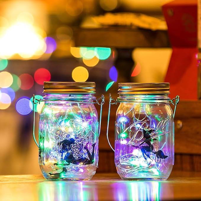 VOOKRY 12 Pack Solar Mason Jar Lights, 30 LED Mason Jar Lids Waterproof Firefly - Image 8