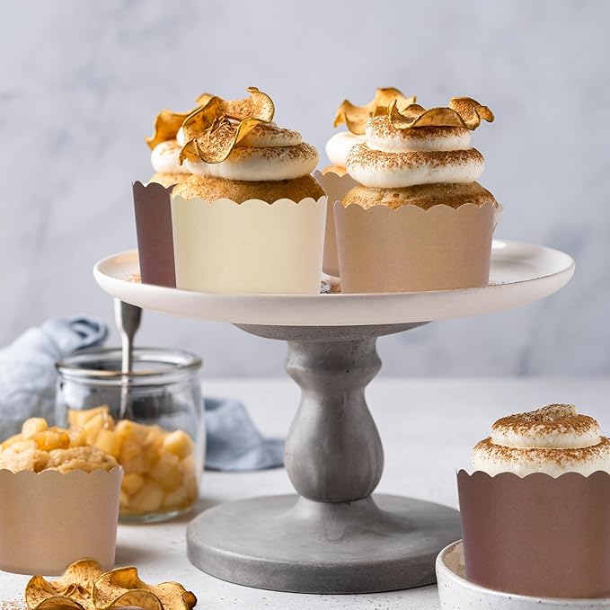 Whaline 120Pcs Brown Paper Baking Cups Scalloped Edge Cupcake Wrappers Gradient - Image 4