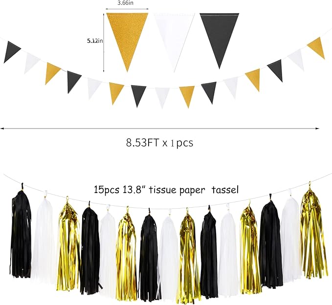 Black Gold Graduation Party Decorations - Image 4