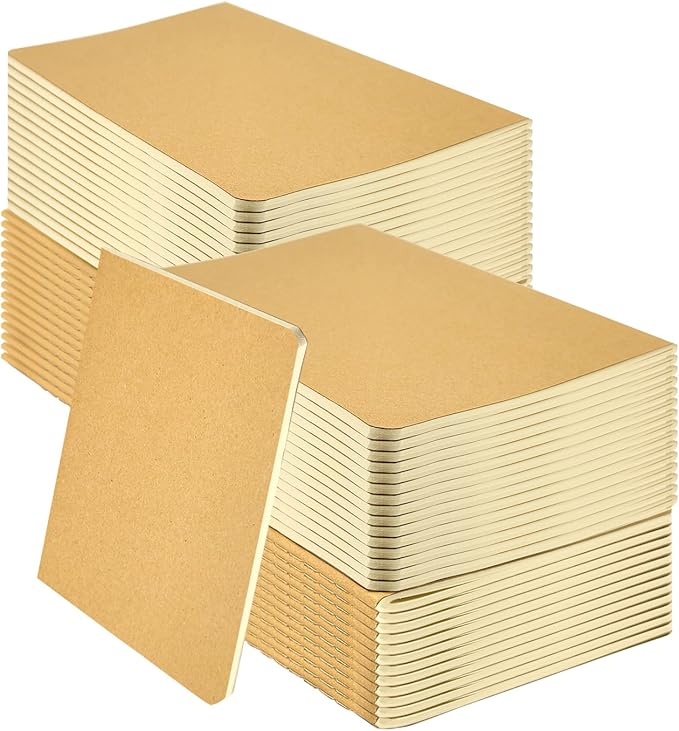 100 Pack Notebooks Bulk, Journaling Kraft Notebooks 5.5 x 8.3 A5 Softcover by YUQILIN