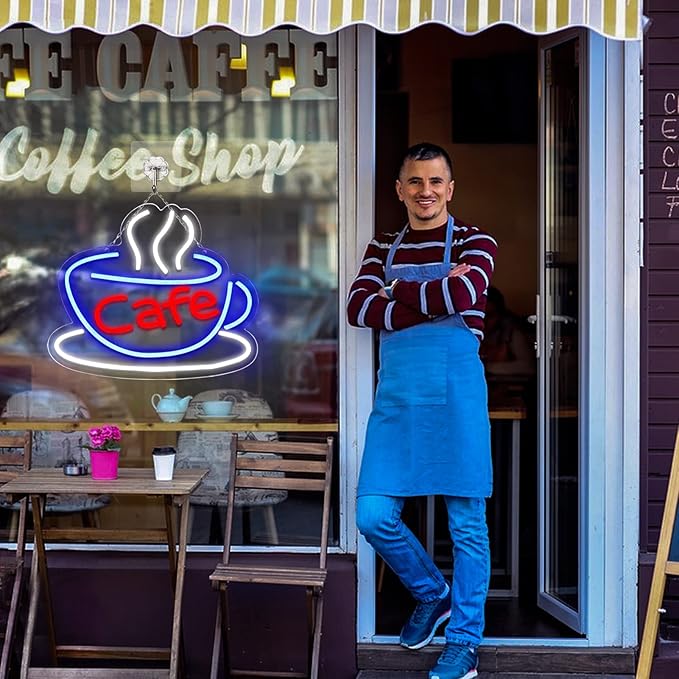 Cafe Neon Sign for Coffee Bar Pub Decor, Led Light of Cafe, USB Power Supply - Image 4