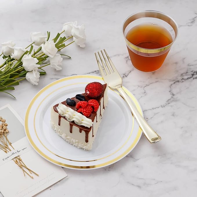 BESTVIP 450PCS Gold Dinnerware Set - Image 3