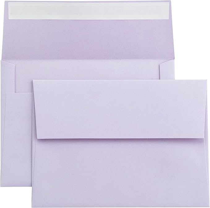 PONATIA 50 Pieces 5x7 Envelopes, Lilac A7 Envelopes Self Seal by ponatia