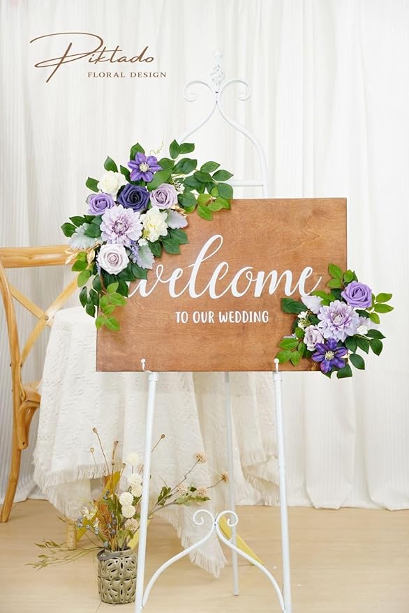 Wedding decor Welcome Sign Flower Backdrop Garland - Image 7