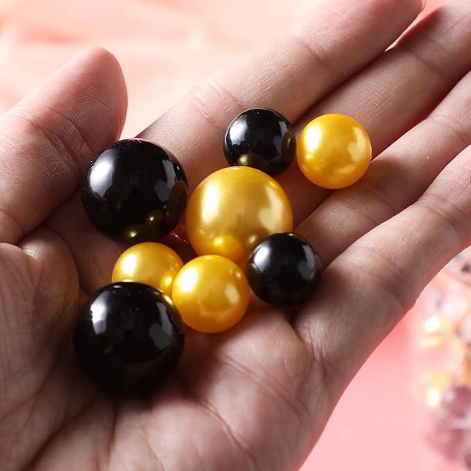 200 Pcs Vase Filler Beads Black and Gold Pearl Beads - Image 6