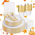 Festiva 176Pcs White and Gold Plastic Plates by Festiva