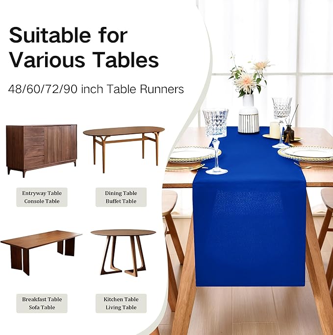 Farmhouse Blue Table Runner Dining Table Runners 72 Inches Long Coffee Table - Image 5