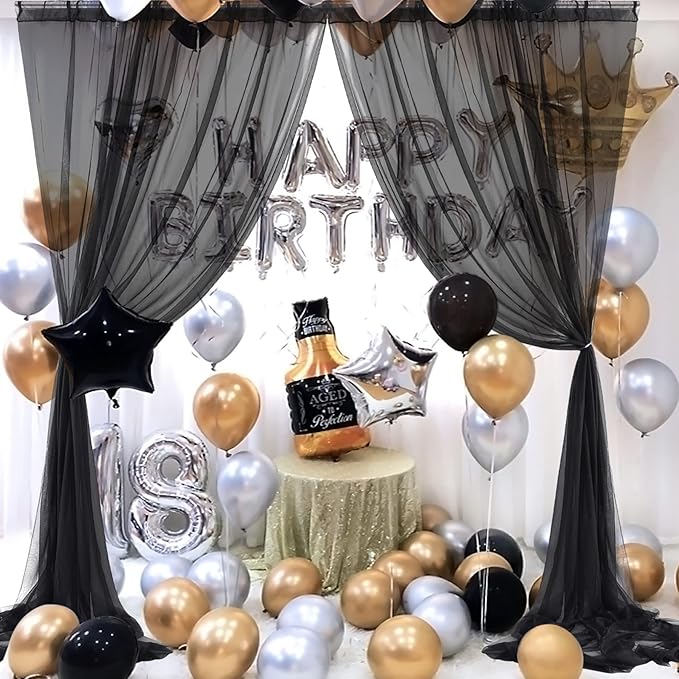 10ft X 10ft Black Sheer Backdrop Curtain - Image 7