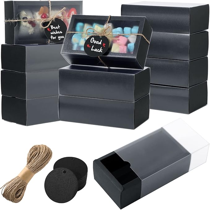 Roowest 50 Sets Kraft Gift Boxes Rectangle Kraft Paper Drawer Box by Roowest