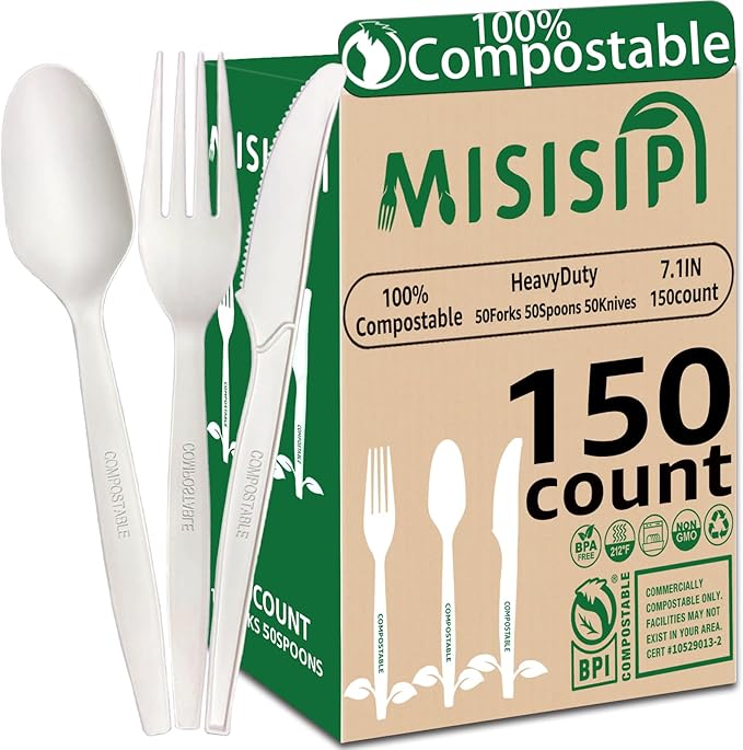 MISISIPI 150-Count Compostable Utensils Set by MISISIPI