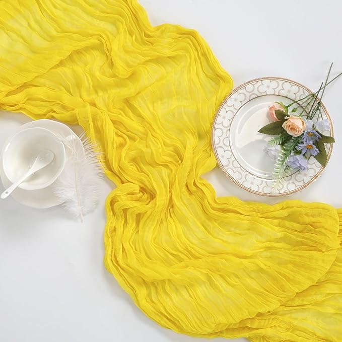 12 Pack Lemon Yellow Cheesecloth Table Runner 10ft Boho Gauze Fabric Cheese - Image 6