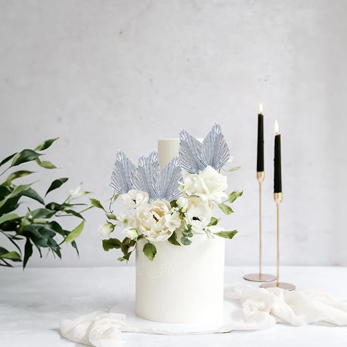 Gyufise 6Pcs Paper Palm Fan Cake Topper Palm Leaf Fan Cake Pick - Image 4