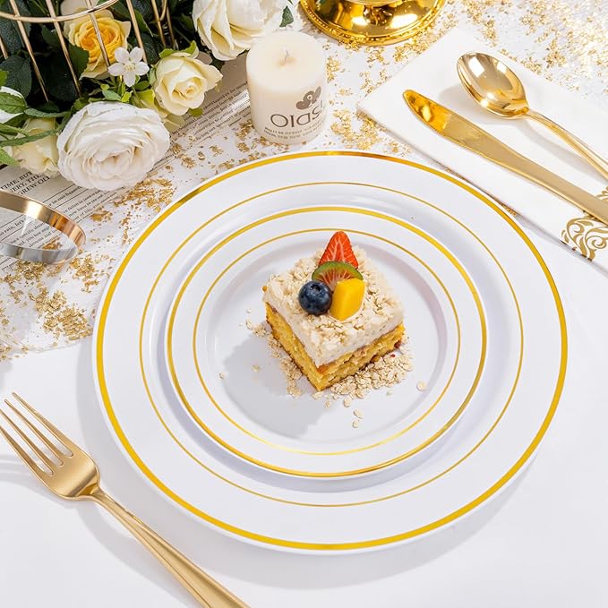 NOCCUR 700PCS Gold Disposable Dinnerware Set - Image 8